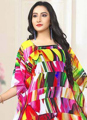 Designer Printed Georgette Kaftan With Scoop Neck 2