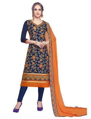 Navy-blue embroidered cotton salwar 1