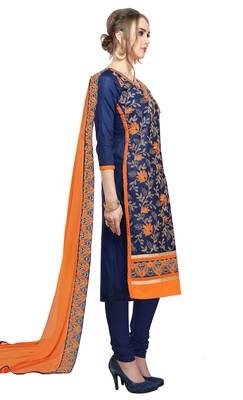 Navy-blue embroidered cotton salwar 3