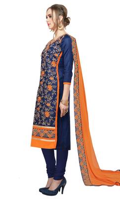 Navy-blue embroidered cotton salwar 4