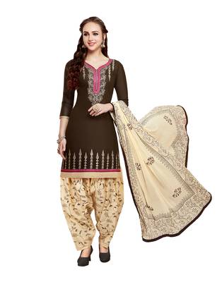 Brown embroidered cotton salwar 1