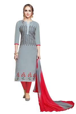 Grey embroidered cotton salwar 1