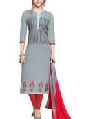 Grey embroidered cotton salwar
