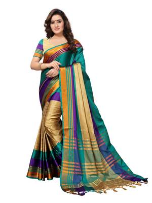 Multicolour Woven Art Silk Saree With Blouse 1