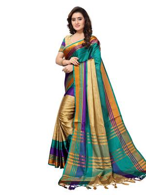 Multicolour Woven Art Silk Saree With Blouse 2