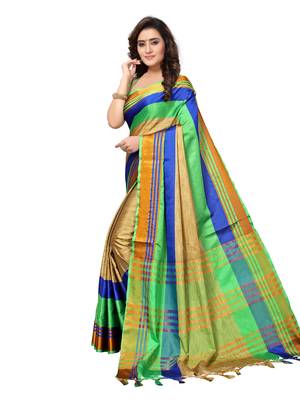 Multicolour  Woven Art Silk Saree With Blouse 2