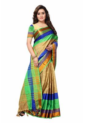Multicolour  Woven Art Silk Saree With Blouse 3