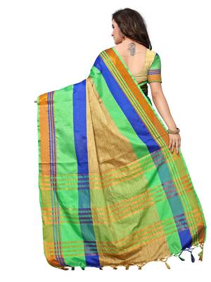 Multicolour  Woven Art Silk Saree With Blouse 4