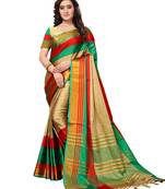 Beige woven art silk saree with blouse