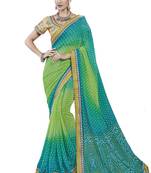 Sky blue embroidered georgette saree with blouse