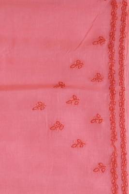 Peach Embroidered Cotton Saree With Blouse 4