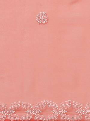 Hand Embroidered Tomato Red Faux Georgette Lucknowi Chikankari Indian Women Saree With Blouse 4