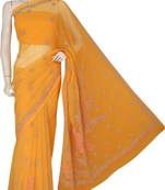 Yellow Embroidered Faux Georgette Saree With Blouse