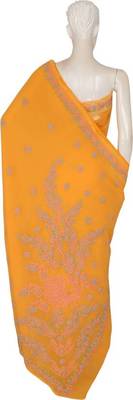 Yellow Embroidered Faux Georgette Saree With Blouse 2