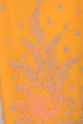Yellow Embroidered Faux Georgette Saree With Blouse 3