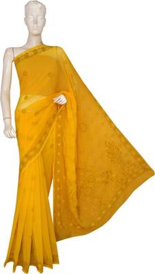 Yellow Embroidered Faux Georgette Saree With Blouse 1