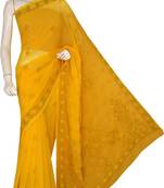 Yellow Embroidered Faux Georgette Saree With Blouse