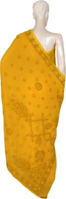 Yellow Embroidered Faux Georgette Saree With Blouse 2