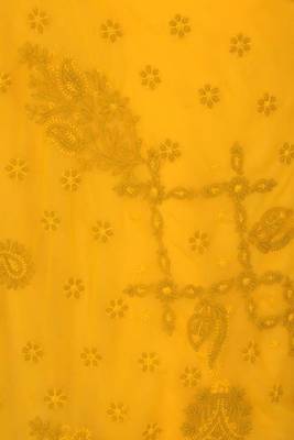 Yellow Embroidered Faux Georgette Saree With Blouse 3