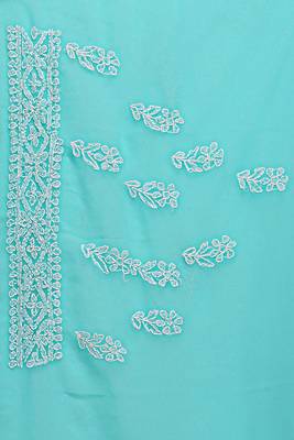 Ada Sea Green Hand Embroidered Faux Georgette Lucknowi Chikankari Women Saree With Blouse - A191628 4