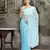 Blue Hand Embroidered Faux Georgette Women Lucknowi Chikankari Saree With Blouse