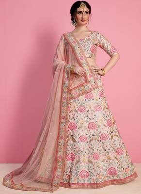 Baby Pink Art Silk Embroidered Lehenga With Dupatta 2