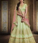 Lime Silk Embroidered Lehenga With Dupatta