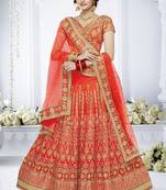 Orange Silk Embroidered Lehenga With Dupatta