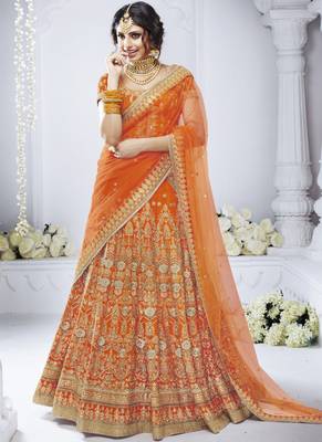 Mustard Silk Embroidered Lehenga With Dupatta 1