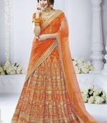Mustard Silk Embroidered Lehenga With Dupatta