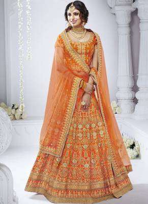 Mustard Silk Embroidered Lehenga With Dupatta 2