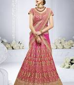 Rani Pink Silk Embroidered Lehenga With Dupatta