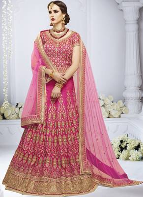 Rani Pink Silk Embroidered Lehenga With Dupatta 2