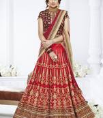 Red Silk Embroidered Lehenga With Dupatta