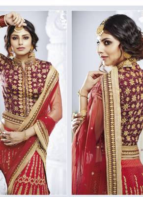 Red Silk Embroidered Lehenga With Dupatta 2