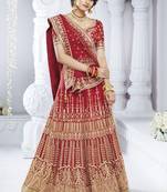 Maroon Silk Embroidered Lehenga With Dupatta