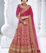 Rani Pink Silk Embroidered Lehenga With Dupatta