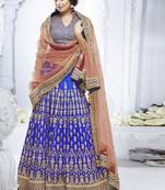 Blue Silk Embroidered Lehenga With Dupatta