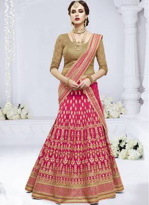 Rani Pink Dupion Silk Embroidered Lehenga With Dupatta 1
