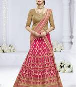 Rani Pink Dupion Silk Embroidered Lehenga With Dupatta