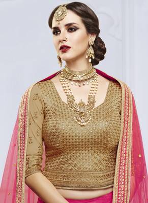 Rani Pink Dupion Silk Embroidered Lehenga With Dupatta 2
