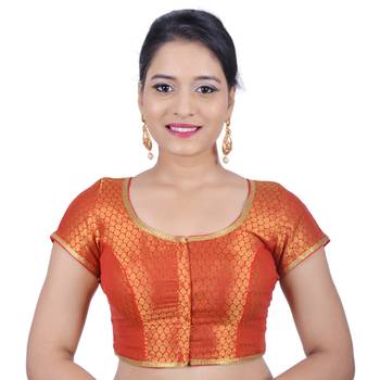 Red brocade stitched readymade blouse 1