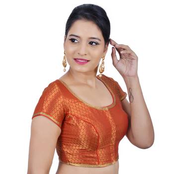 Red brocade stitched readymade blouse 2