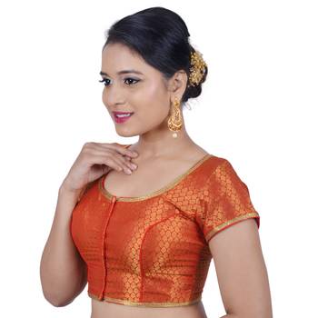 Red brocade stitched readymade blouse 3