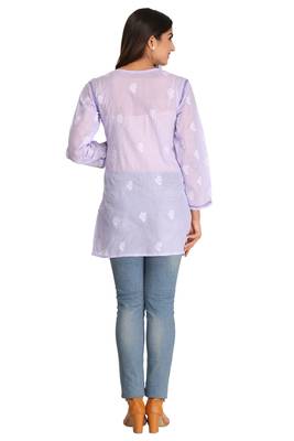 Mauve Embroidered Cotton Chikankari Short Kurti 2