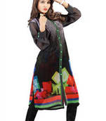 Grey and Black Georgette Digital Printed Kurti
