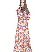 Modest Forever  Multicolor Printed Crepe Stitched Islamic Abaya