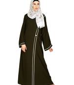Modest Forever  Olive Plain Nida Stitched Islamic Abaya
