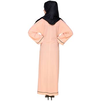 Modest Forever  Pink Plain Nida Stitched Islamic Abaya 4