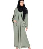 Modest Forever  Sage Green Plain Nida Stitched Islamic Abaya